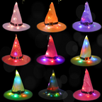 (2Pcs)HALLOWEEN Decorations Glowing Witch Hat Decorations 2 in 1 Hanging/Wearable
