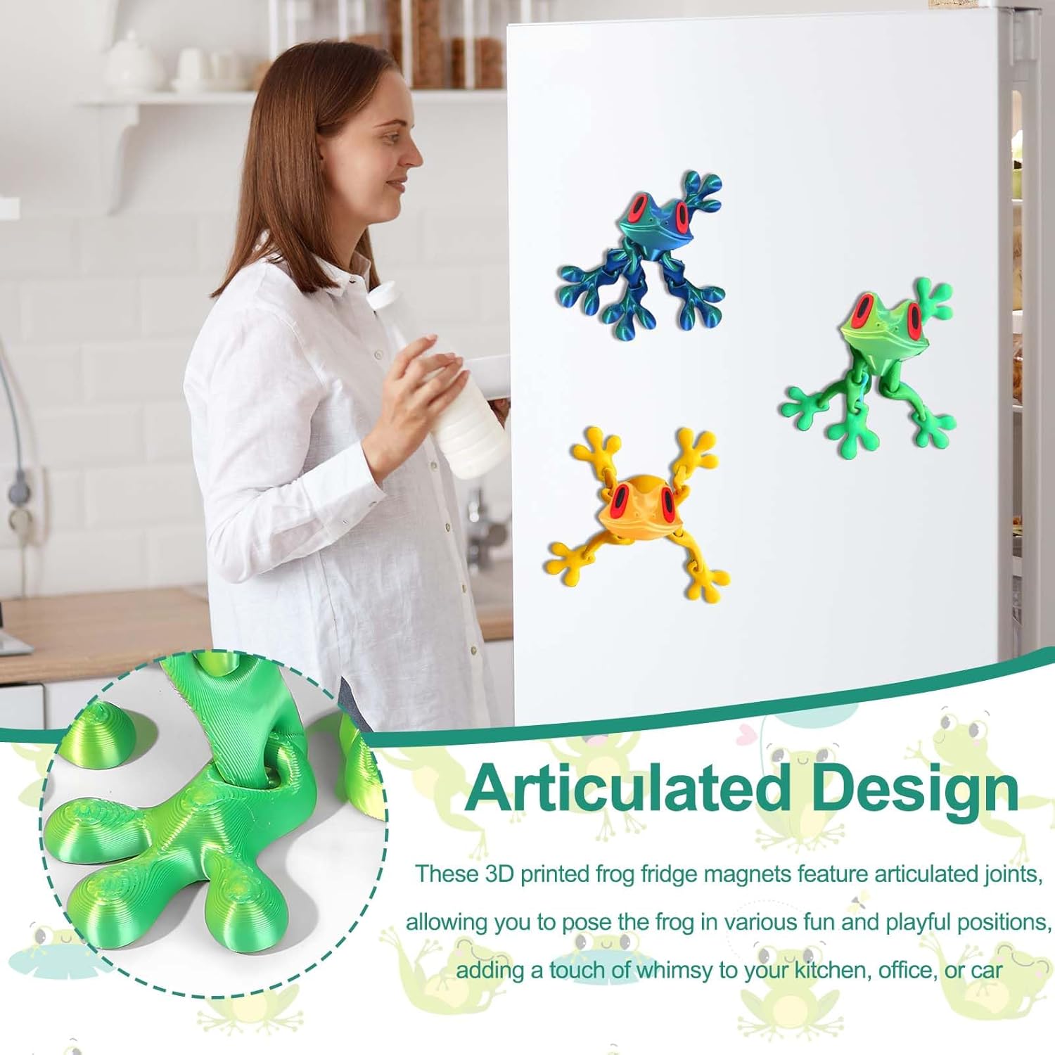 🐸✨2025 Trending 3D Magnetic Frog Figurine with Movable Joints, Fun Decorative Fridge Magnet, Perfect for Cabinet,